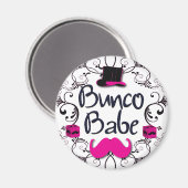 Aimant Bébé Bunco avec chapeau rose et moustache rose (Recto/Verso)