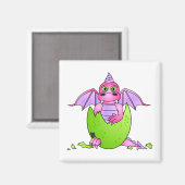Aimant Bébé de dragon mou dans un oeuf craqué - rose / vi (Recto/Verso)