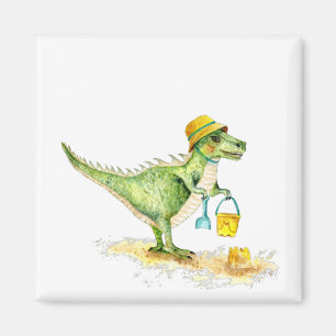 Aimant Bébé Dinosaure T-Rex sur la plage