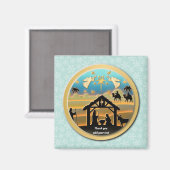 Aimant Bébé Jésus scène de la Nativité, Naissance de Jésu (Recto/Verso)