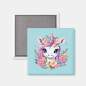 Aimant Bébé magique licorne avec fleurs (Recto/Verso)