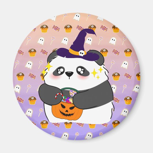 Aimant Bébé mignon Halloween Panda Trick ou traitement (Devant)