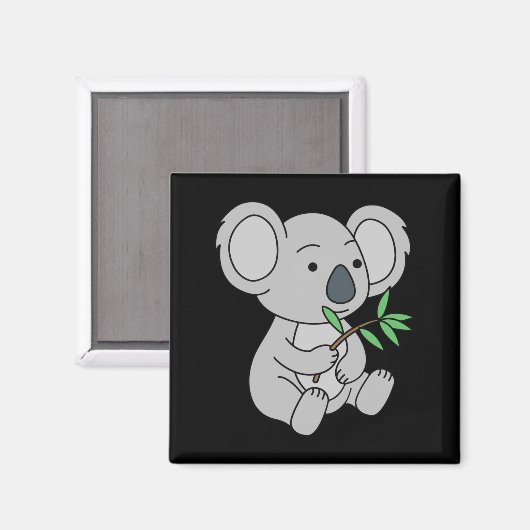Aimant Bébé mignon Koala avec Eucalyptus Feuilles (Recto/Verso)