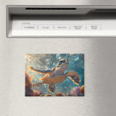 Aimant Bébé mignonne tortue de mer avec bulles (In Situ (Lave-vaisselle))