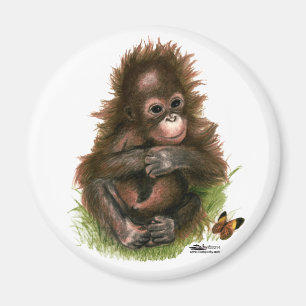 Aimant Bébé orang-outan et papillon