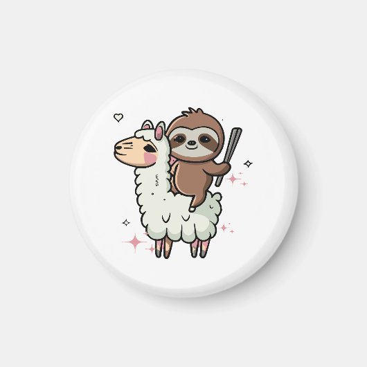 Aimant Bébé paresseux et lama mignons (Devant)