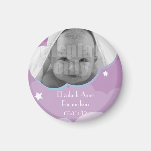 Aimant bébé personnalisable violet (Devant)