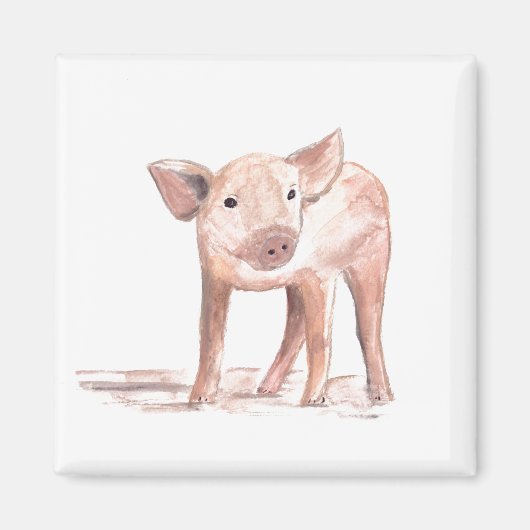 Aimant Bébé porcelet cochon art Animal Aquarelle ferme (Devant)