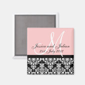 Aimant Bébé rose et noir Enregistrer la date Damask Trell (Recto/Verso)