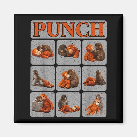 Aimant Bébé singe mignon nommé punch shirt punch monkey (Devant)