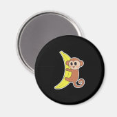 Aimant bébé singe mignon sur une banane (Recto/Verso)