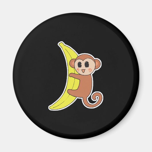 Aimant bébé singe mignon sur une banane (Devant)