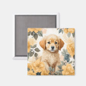 Aimant Bébés mignons animaux | Golden Retriever Puppy (Recto/Verso)