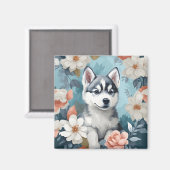 Aimant Bébés mignons animaux | Husky Puppy (Recto/Verso)