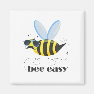 Aimant Bee caractère avec mustache lunettes de soleil Bee