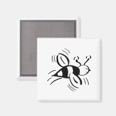 Aimant Bee Free - Noir et Blanc par Cussdum Designs (Recto/Verso)
