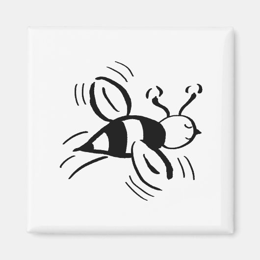 Aimant Bee Free - Noir et Blanc par Cussdum Designs (Devant)
