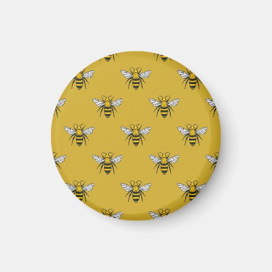 Aimant Bee Haven : Motif jaune Vintage (Devant)