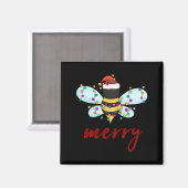 Aimant Bee Merry Christmas Bee In Santa Hat Cute Merry Xm (Recto/Verso)