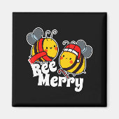 Aimant Bee Merry _ Cute Honey Bees Santa Claus _ Christma (Devant)