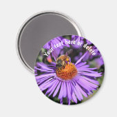 Aimant Bee On Purple Aster Flower Nature Personalized (Recto/Verso)