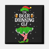 Aimant Beer Drinking Elf Christmas Family Girl Women Elf (Devant)