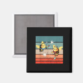Aimant Bees Badminton Dynamic Cartoonish Artwork Funny Pl (Recto/Verso)