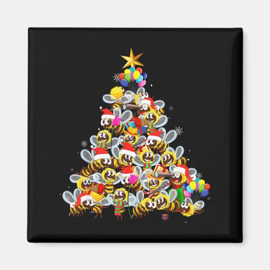 Aimant Bees Tree Christmas Sweater Xmas For Bees Lover (Devant)