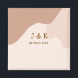 Aimant Beige boho curvy orange wedding name date<br><div class="desc">design</div>