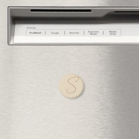 Aimant Beige Classic manuscrit Monogramme initial (In Situ (Lave-vaisselle))