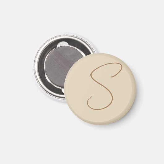 Aimant Beige Classic manuscrit Monogramme initial (Recto/Verso)