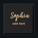 Aimant beige nom fille patron texte noir élégant<br><div class="desc">conception filaire</div>