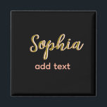 Aimant beige nom fille patron texte noir élégant<br><div class="desc">conception filaire</div>