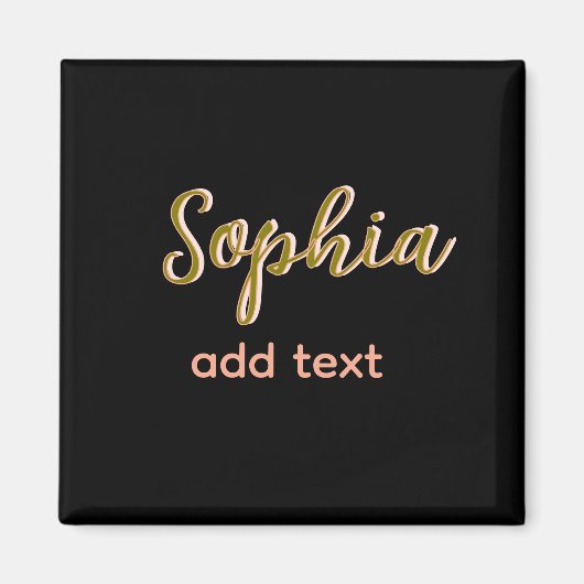 Aimant beige nom fille patron texte noir élégant (Devant)