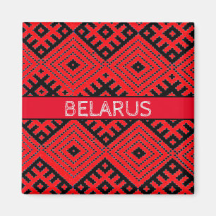 Aimant Belarus Беларусь Motif folklorique rouge no