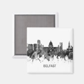 Aimant Belfast Northern Ireland Skyline BW (Recto/Verso)