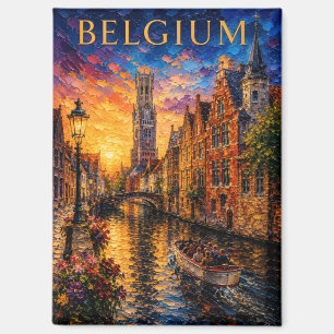 Aimant Belgique : Souvenir d'art du canal de Bruges au co