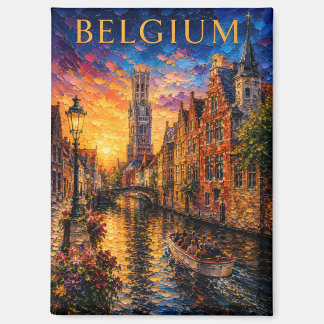 Aimant Belgique : Souvenir d'art du canal de Bruges au co