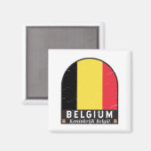 Aimant Belgium Flag Emblem Distressed Vintage (Recto/Verso)