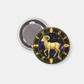 Aimant Bélier doré Cercle du zodiaque avec bélier (Recto/Verso)
