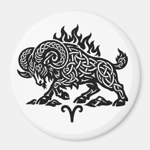 Aimant Bélier Fire‑Bélier – Encre Hantée Celtique Zodiaqu