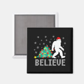 Aimant Believe Bigfoot Sasquatch Santa Reindeer Christmas (Recto/Verso)
