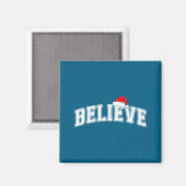 Aimant Believe Christmas Varsity Text With Santa Hat Fami (Recto/Verso)