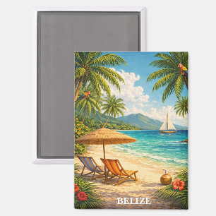 Aimant Belize Caraïbes Tropical Voyage Vintage