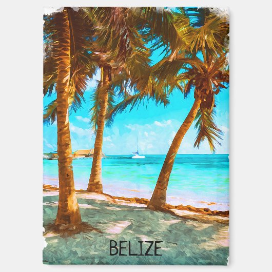 Aimant Bélize Tropical Beach Aquarelle (Recto)