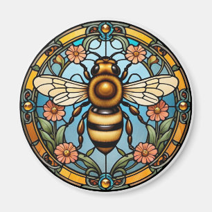 Aimant Belle abeille en verre coloré