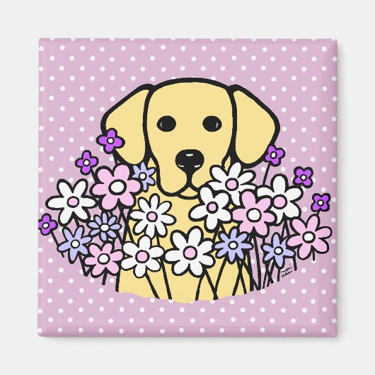 Aimant Belle Âme Jaune Labrador Illustration (Devant)