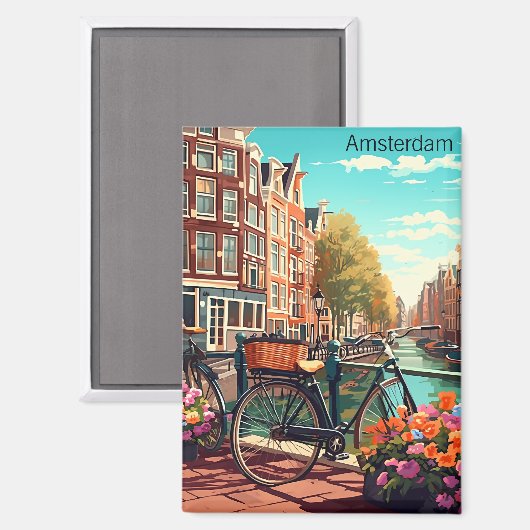 Aimant Belle Amsterdam Pays-Bas Canal City (Recto/Verso)