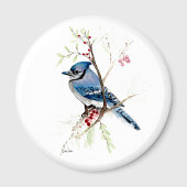 Aimant Belle aquarelle bleu Jay