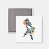 Aimant Belle Aquarelle Bluebird Couple Art (Recto/Verso)